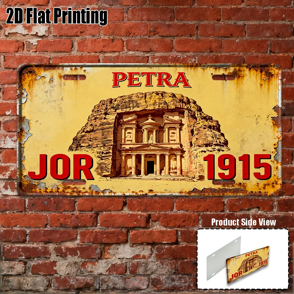 2D Flat - License Plate Decorations Including Covers And Frames, Designed in 2D, Made of Aluminum, Single Piece, Vintage Style,