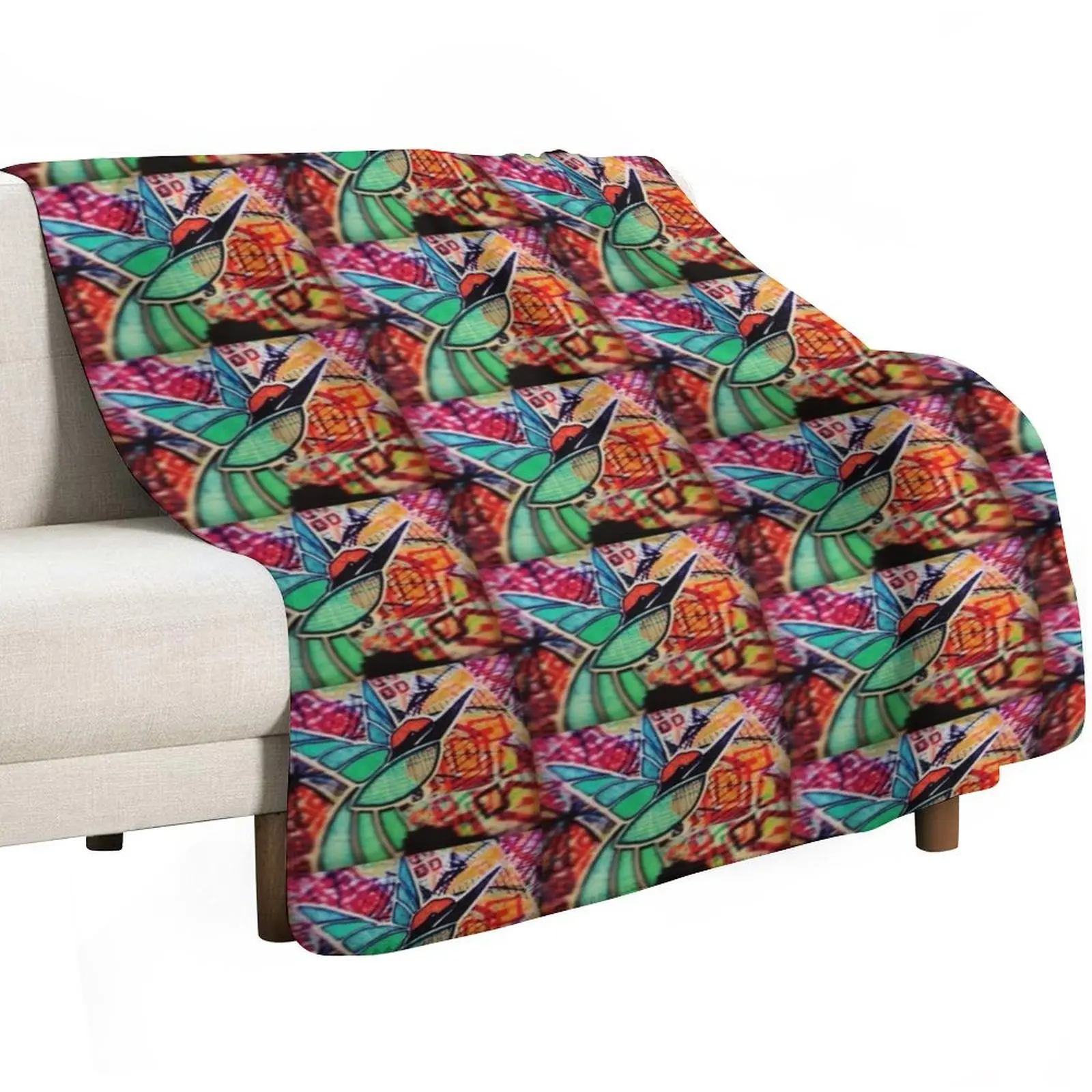 Hand drawn king fisher Throw Blanket Loose Hairy Flannels Custom Cute Decorative Beds Blankets