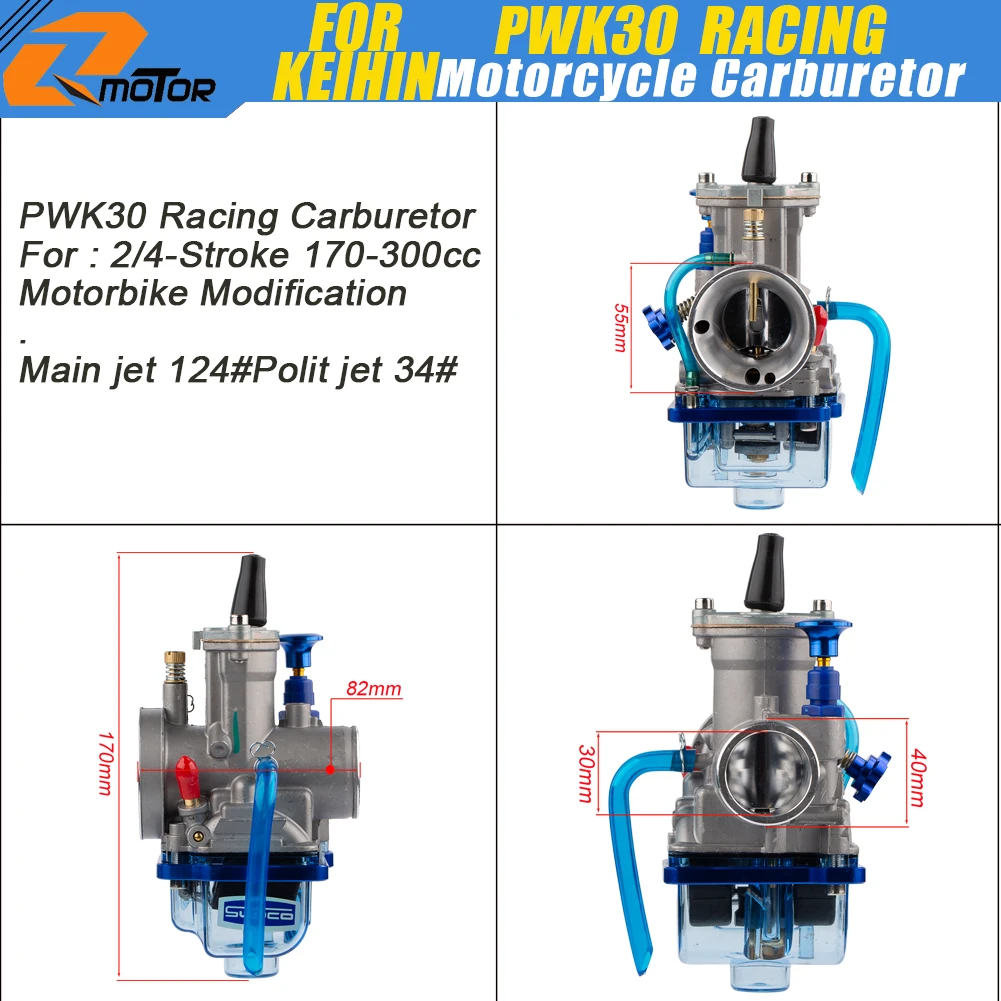 Universele PWK 24 26 28 30 32 34mm Carburateur Voor Keihin Carb 2 T 4 T Motorfiets ATV quad Go Kart Crossmotor Scooter Motocross