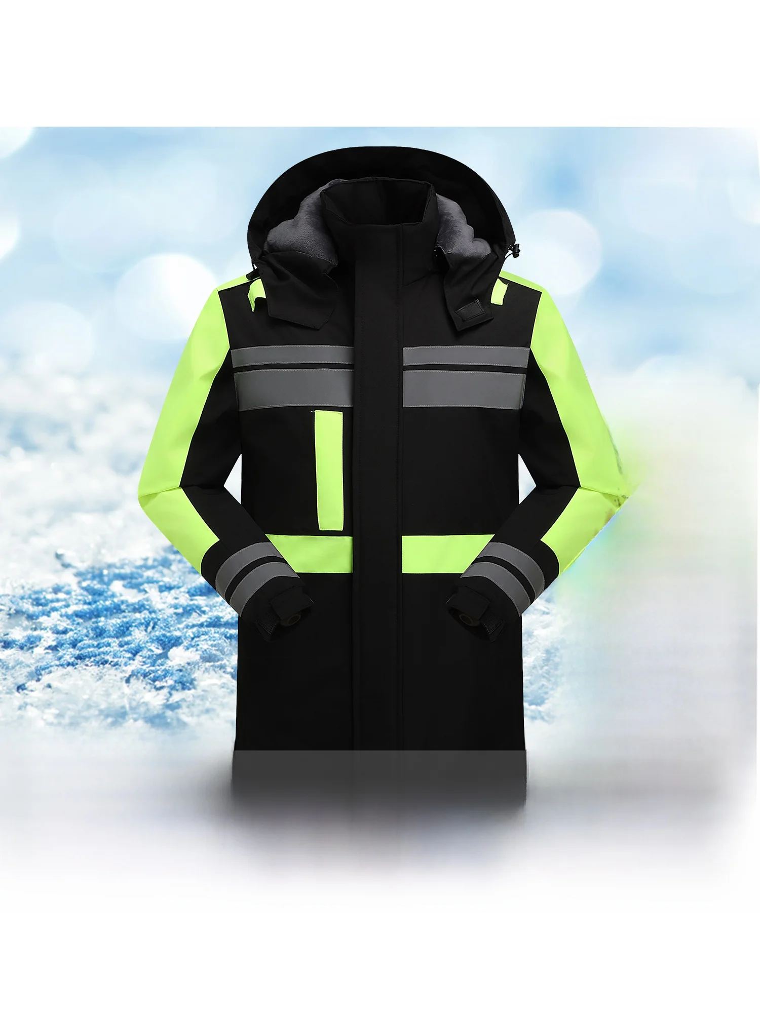 

Thiened Fce Winter Jaet Men's Hiking Clothes Windproof Coldproof Cotton Coat Stand Fit Long Sve Zipper Closure