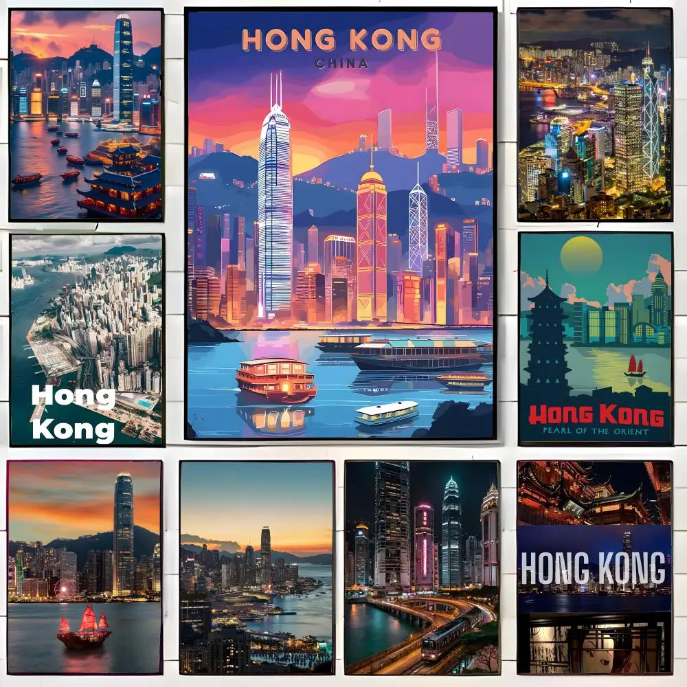 Póster de Neon Noir H-Hong Kong Cyberpunk Urban Vibe, arte de pared impreso, mural decorativo, decoración del hogar, regalo sin marco