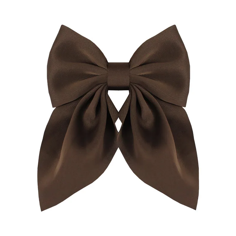 Nuevo Clip de pelo con lazo de ángulo flotante de color café minimalista, accesorio para el cabello de satén de Color sólido, regalo al por mayor