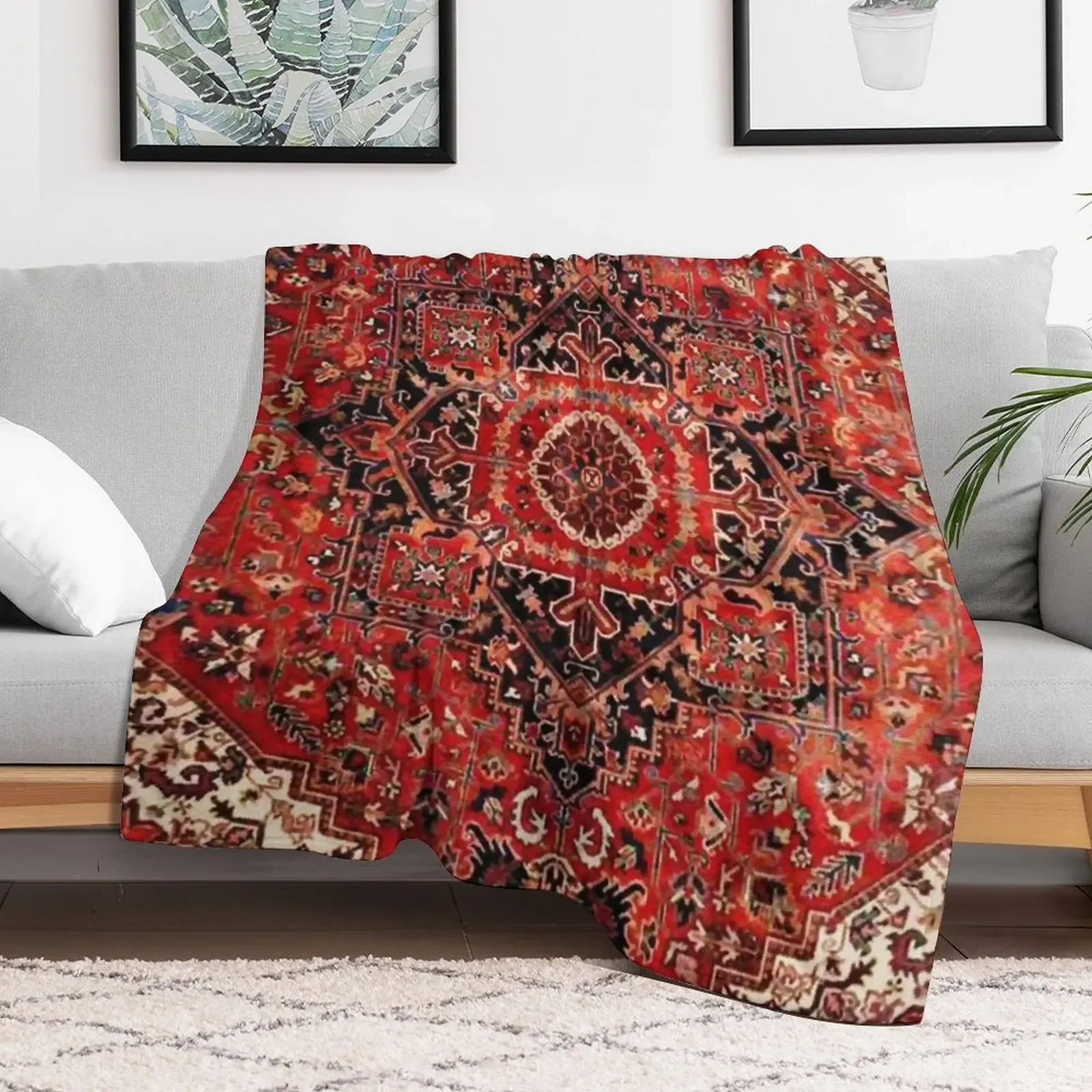 Heriz Antique Vintage Boho Persian Carpet Print Throw Blanket Multi-Purpose Blankets For Sofas Blankets