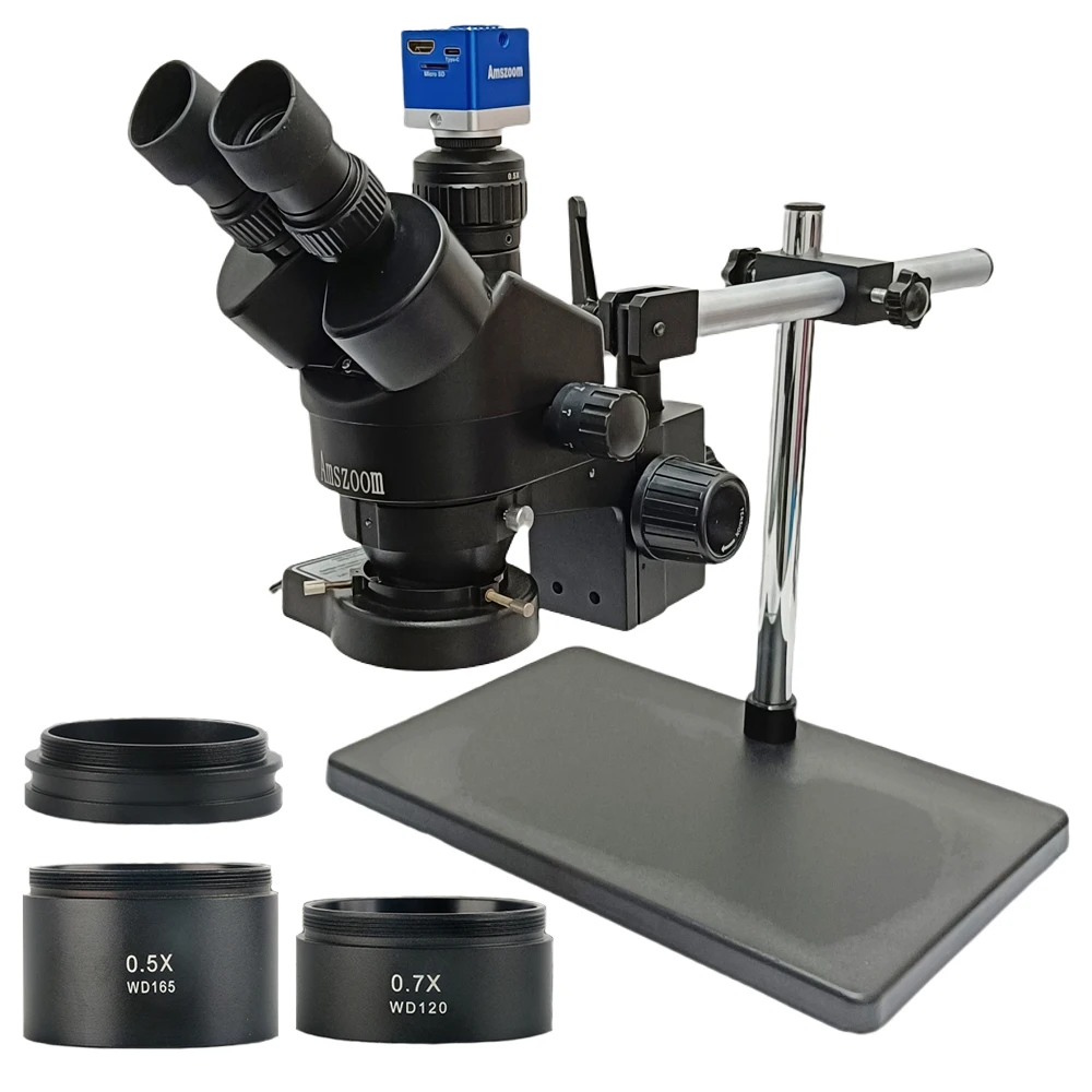

4K Mini Blue HDMI USB With Type C Digital Camera Professional Simul-Focal Trinocular Stereo Microscope Phone Repair