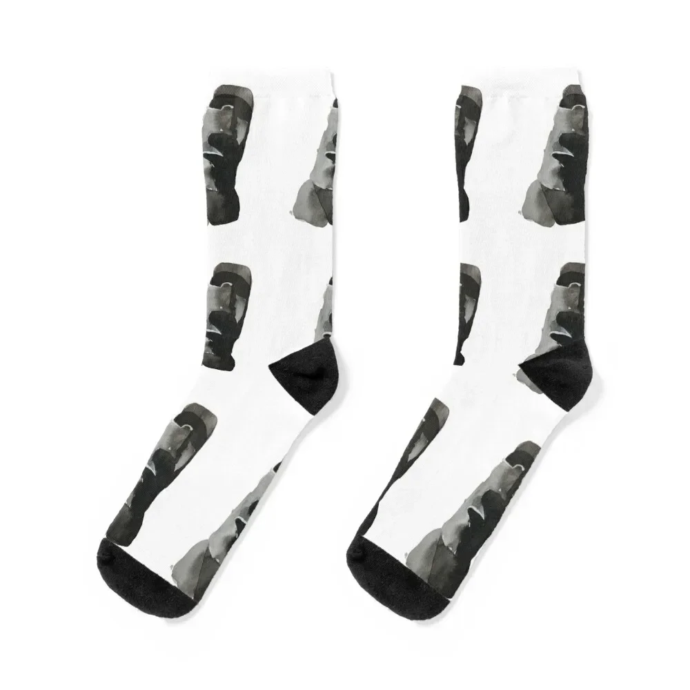 

Chilean Moai from Easter Island in watercolor Socks cotton japanese fashion Ladies Socks Men's