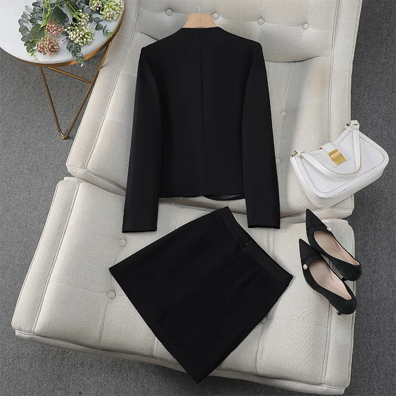 ZJYT Elegant 2 Pieces Sets for Women Single Breasted Jacket Skirt Suits New In Matching Sets Office Outfit Autumn Winter 2024