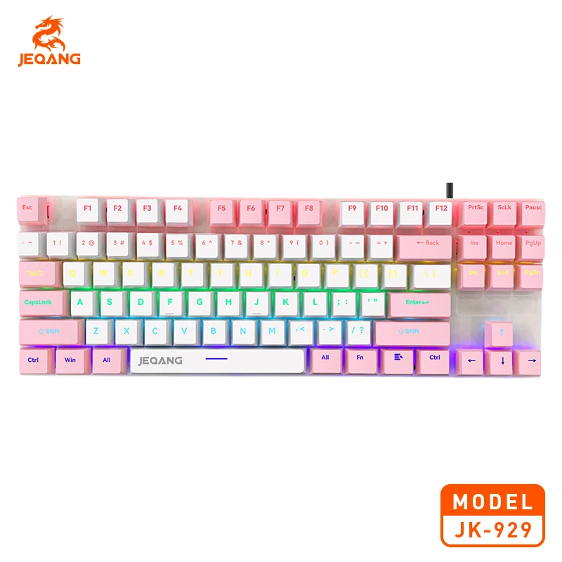 لوحة مفاتيح ميكانيكية مقاومة للماء JEQANG JK-929، مفتاح كامل بدون ثقب، 8 مجموعات من أوضاع الألعاب، لوحة مفاتيح مخصصة لإضاءة الألعاب