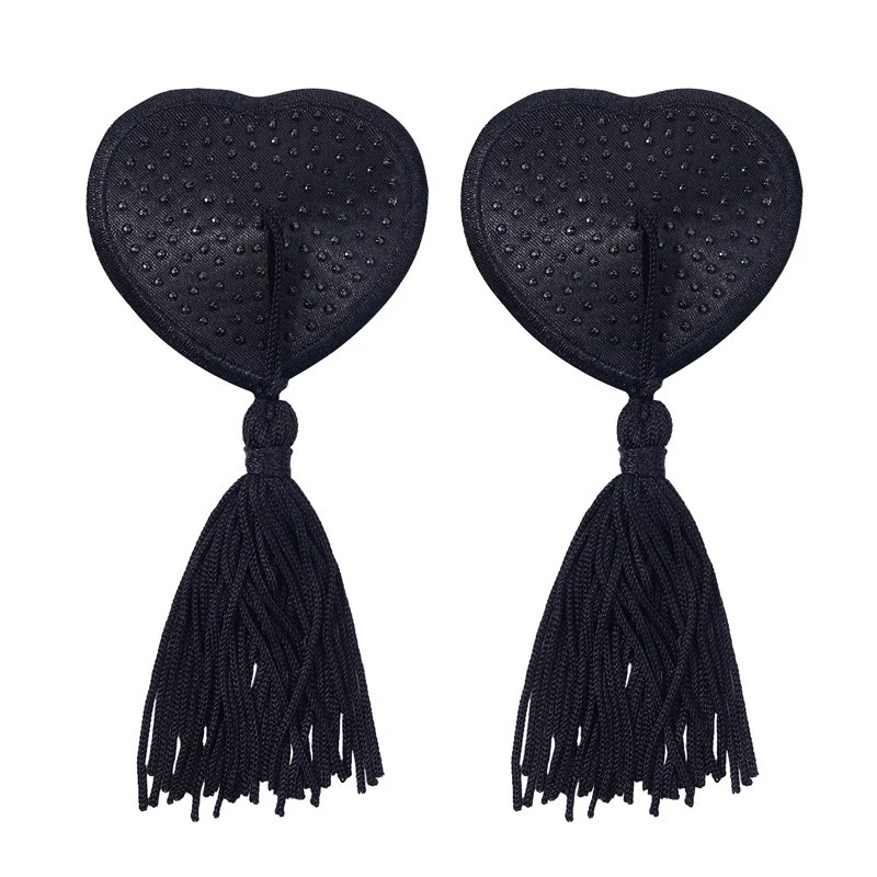 

Women's Heart Shaped Silicone Nipple Covers with Tassel Reusable Adhesive Breast Pasties Breathable Comfortable Underwear