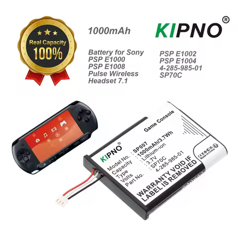 KIPNO 1000mAh Game Console Battery SP70C for Sony PSP E1000, PSP E1002, PSP E1004, PSP E1008, Pulse Wireless Headset 7.1