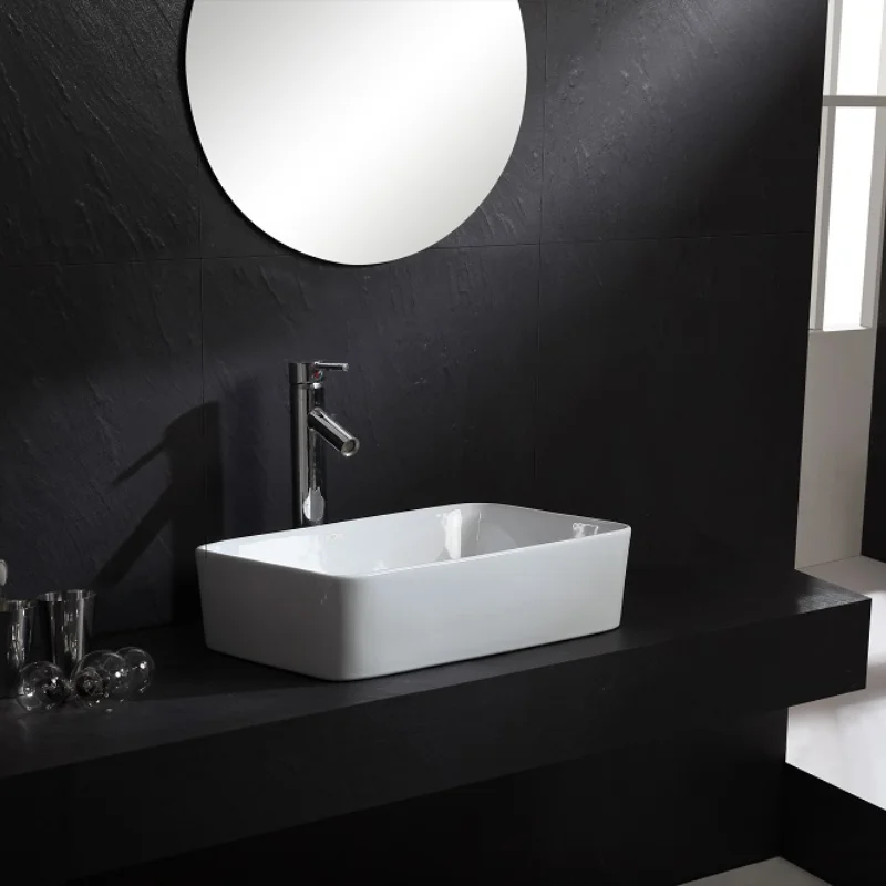 Rectangular Vessel Sink White Bathroom Sink Countertop Ceramic Ceramic Small Sink Bowl Countertop Vanity Art Basin