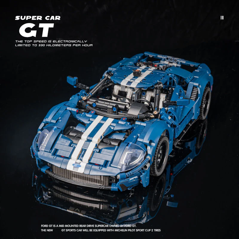 Technical 42154 1:8 Fords GT Muscle Race Car Building Block Decor Model MOC Vehicle Assemble Bricks Toys for Kids Boyfriend Gift