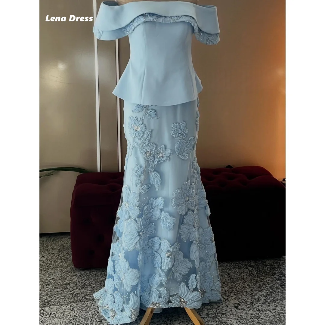 Lena Flower Prom Dresses 2025 Luxury Evening Dress Woman Sky Blue Elegant Dress Luxury Wedding Guest Customized Off the Shoulder
