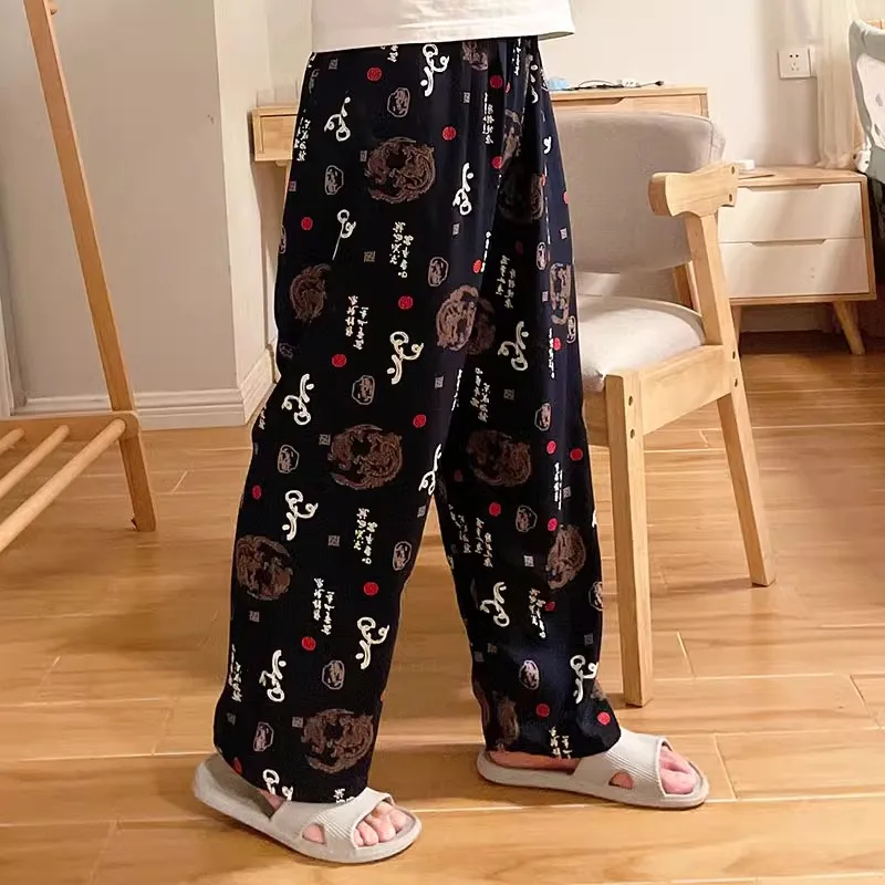 Sexy Mann nach Hause Baumwolle Seide Pyjama lange Schlaf hosen Männer mittleren Alters Nachtwäsche Pyjama Nachtwäsche Hosen Hose