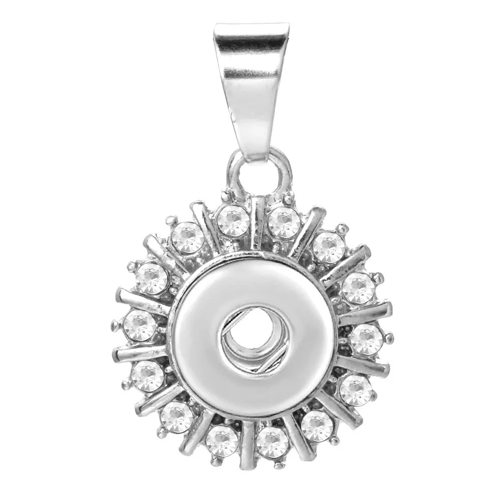 New Snap Button Jewelry Pendant Crystal 12mm Snap Button Necklaces Pendants Fit Mini Snap Buttons Making Jewelry Pendants