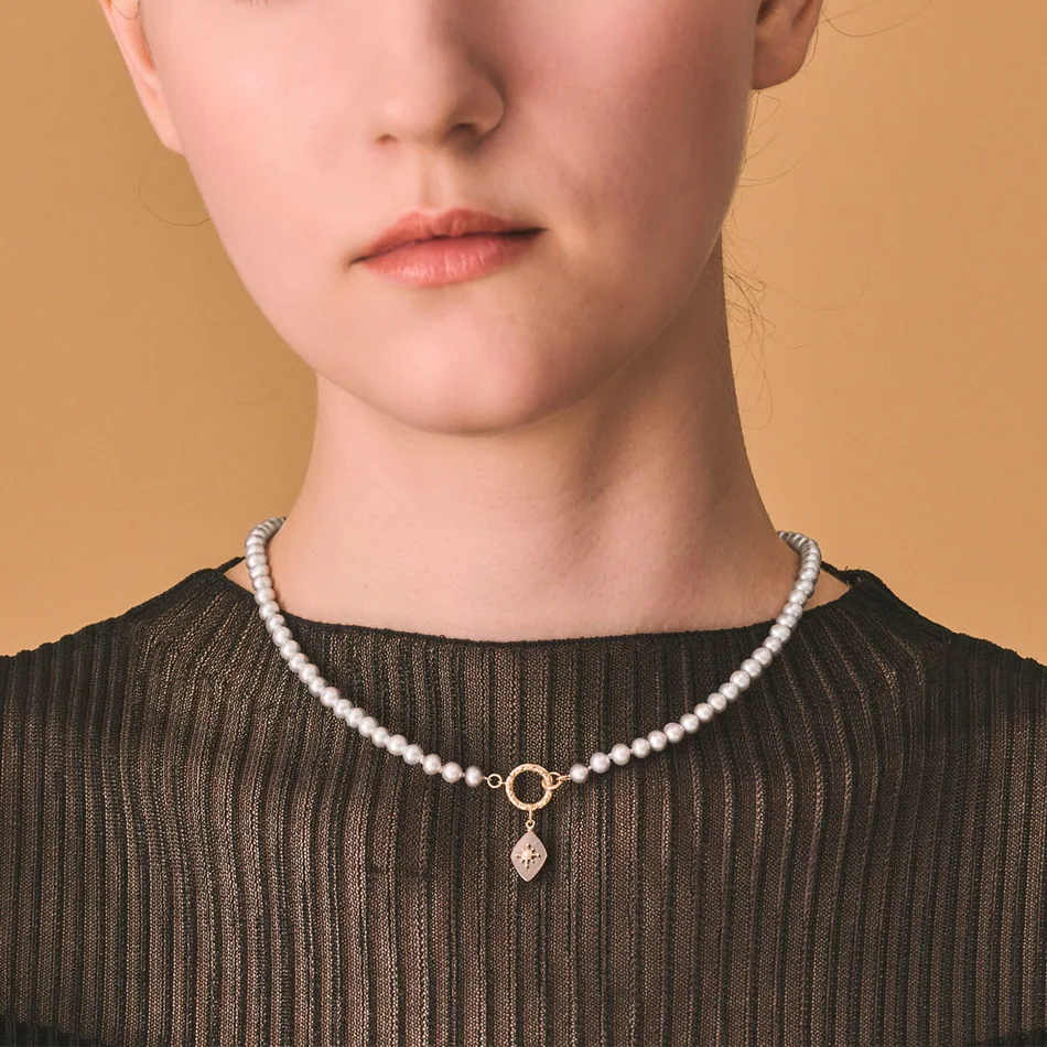 ALLNOEL 925 Sterling Sliver Necklace for Women 8*12mm Abalone Shells 4mm Pearls Unique Exquisite Elegant Wedding Gifts Jewelry