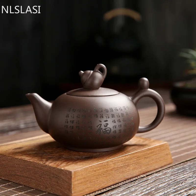 1pc Handmade Tea Set Customized Authentic Yixing Tea Pot Purple Clay Xishi Filter Teapot Beauty Kettle Give Someone A Gift 180ml