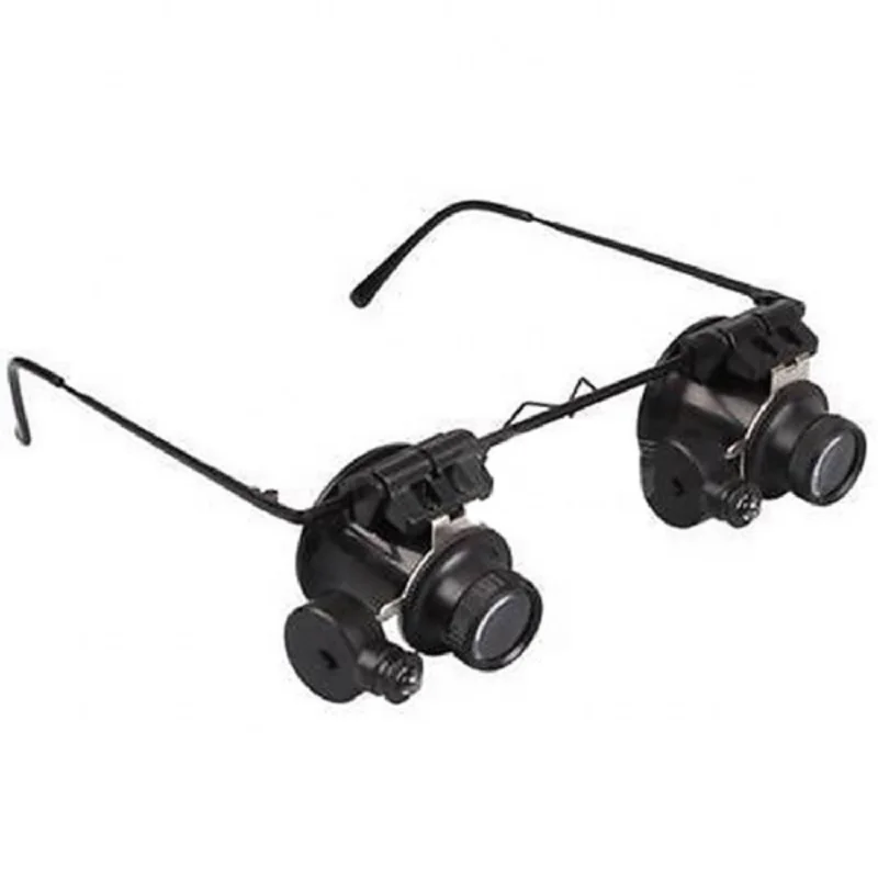 Professional 20X Magnifier Double Eye Glasses Type Watch Repair Jeweler Inspect Tool Magnifier with Two Adjustable LED Lights