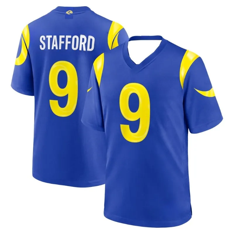 Los Angeles Rams # Camiseta de fútbol 9 Stafford, informal de verano, para hombres, niños/jóvenes, uniforme deportivo de manga corta, camisetas para fanáticos, ropa de calle