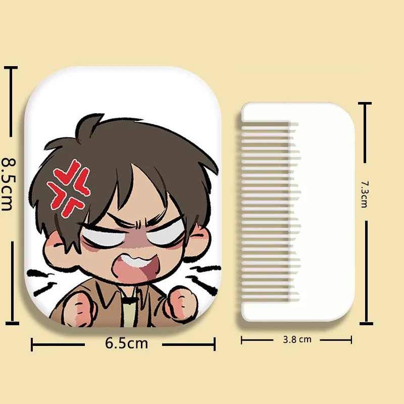 8×6cm Attack On Titan,Shingeki no kyojin,Folding Single-side Makeup Mirror, Anime Cute, Portable Travel, Rectangular, With Comb