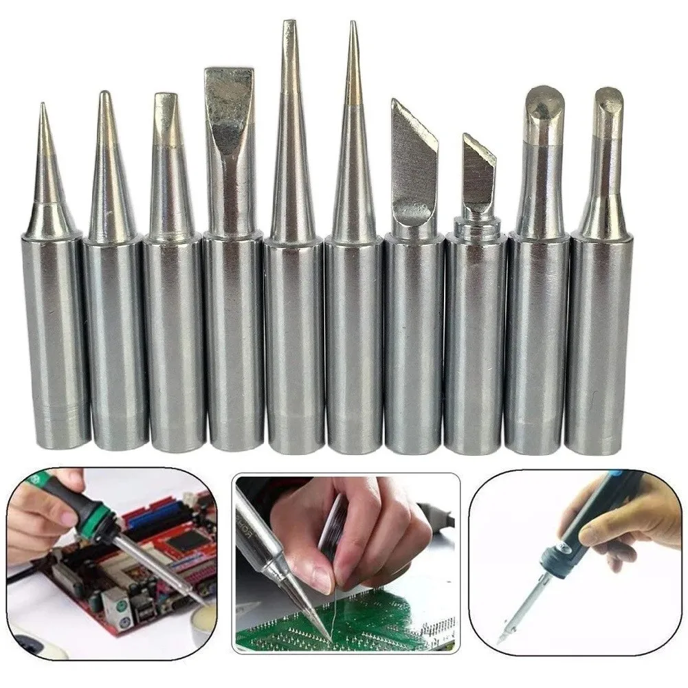 

900M Soldering Iron Tips Set for 936 937 907 Compatible with Various Soldering Stations Includes 10 Different Shapes for Repair
