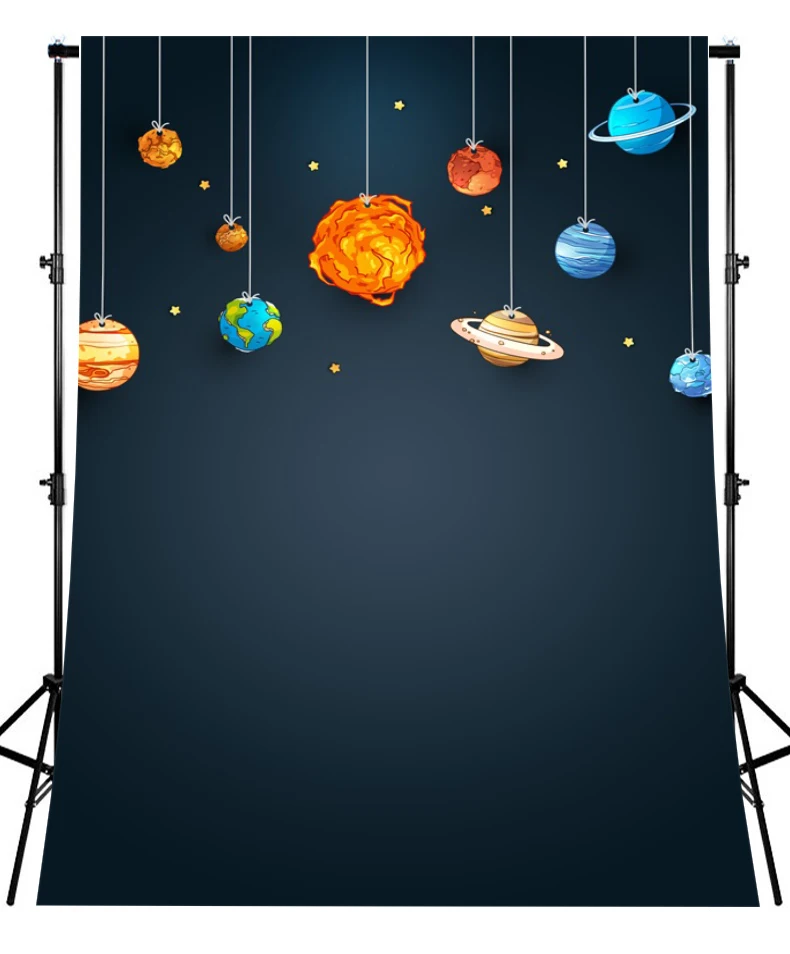 Outer Space Galaxy Planets Decoration Kids Portrait Backdrop Photography Earth Venus Jupiter Navy Blue Backgrounds Photocall