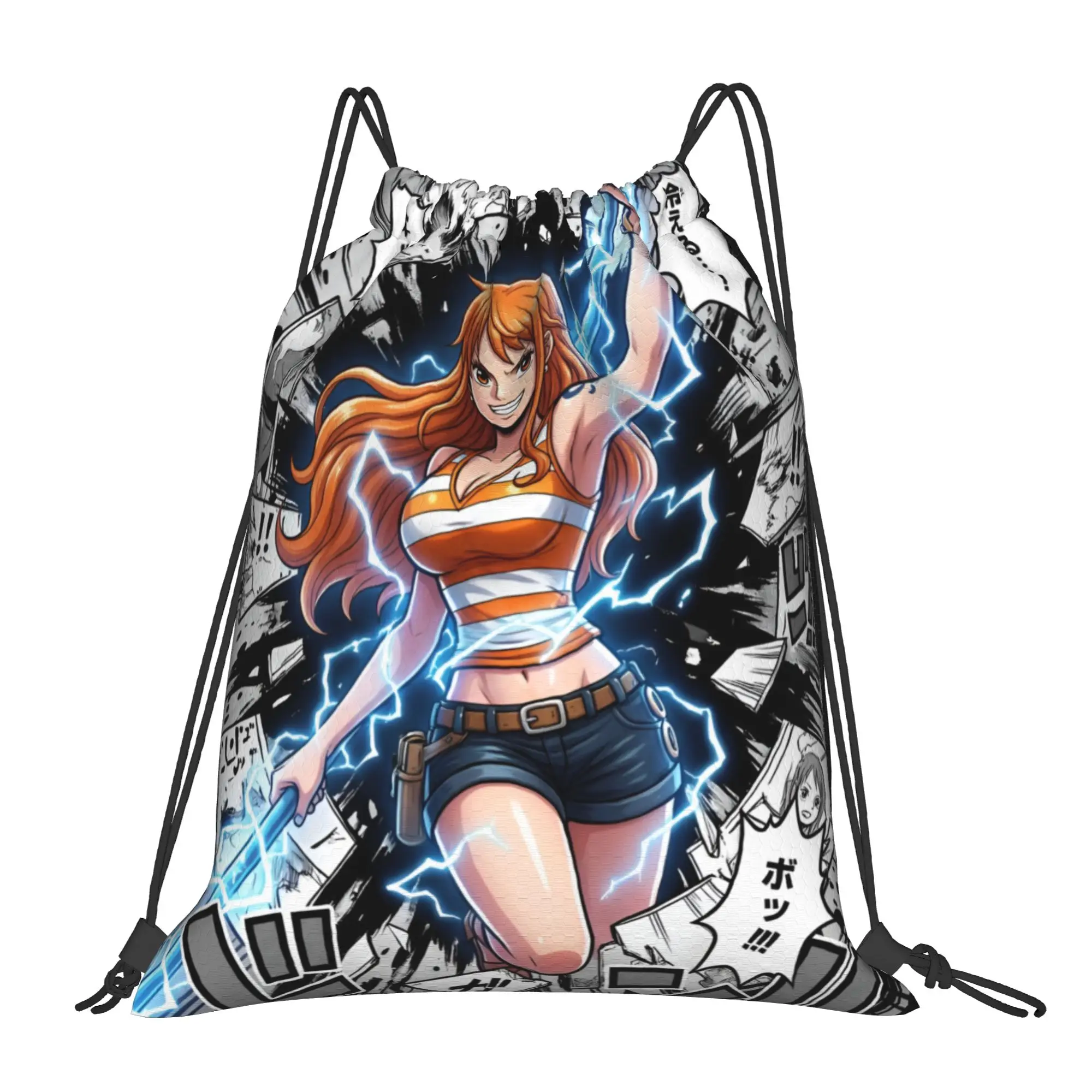 Bolsa con Cordón Personalizada de One Piece, para Hombre y Mujer, Plegable, Deportiva, para Gimnasio, Anime, Manga, Película Clásica, Mochila de Compras
