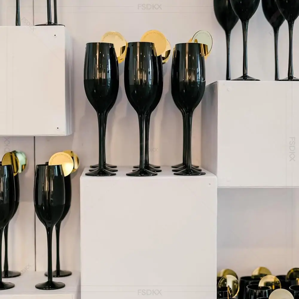 

FSDKX Factory Custom White PVC Acrylic Champagne Wall Glass Holder Acrylic Wedding Display Champagne Wall