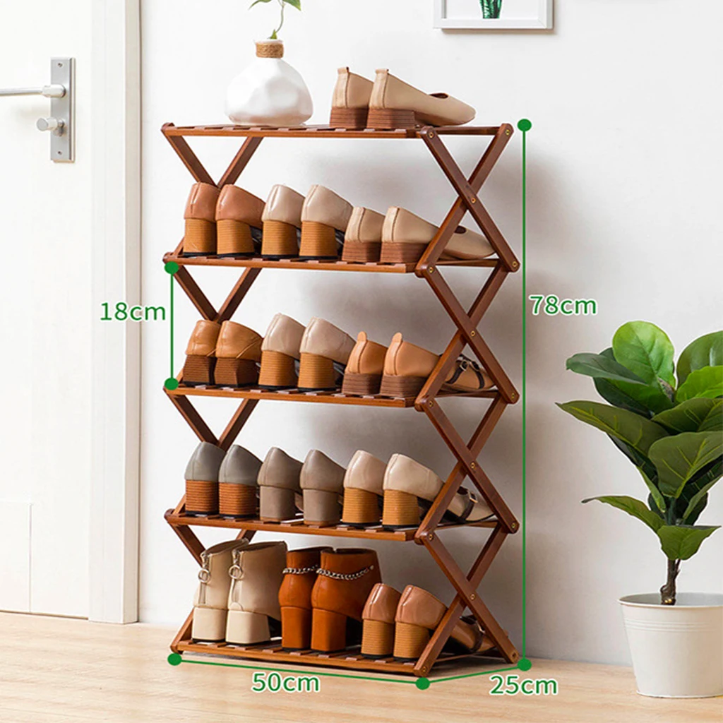 Hallway Space Saving Shoes Rack Over 6-layer Bamboo Decorative Shelf Shoes Rack Sundries Dorm Room Stand Organizer