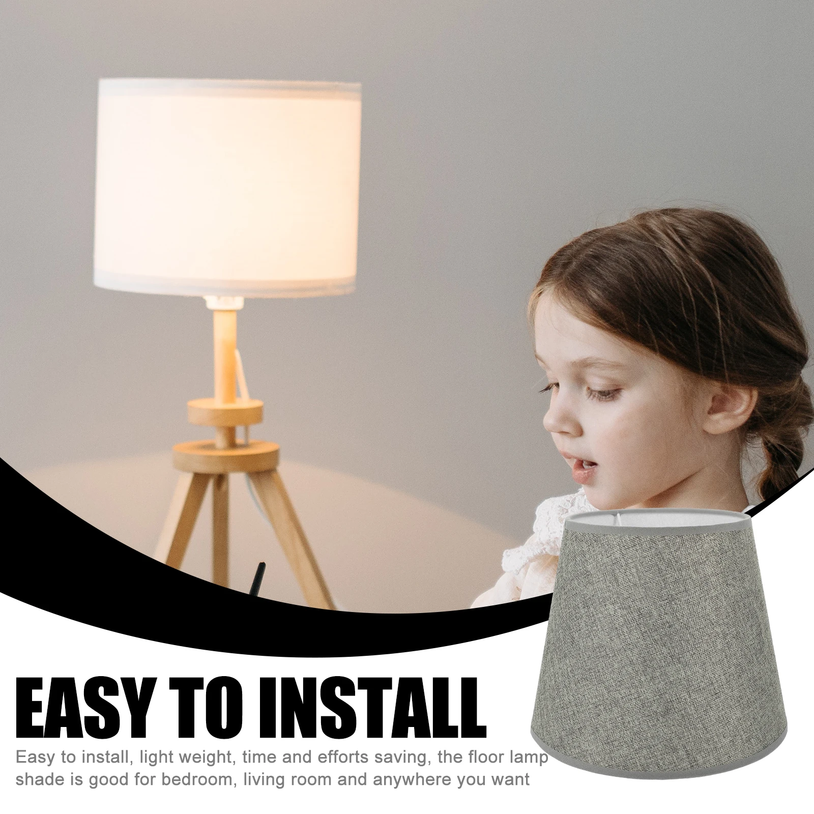 

E27 Fabric 24CM Smoke Grey Lampshades For Standard Lamps Easy Install Metal Cloth Cover For Desk Table Lamp Shades Replacement