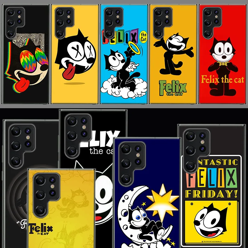 F-Felix the Cats Funny Capa Phone Case For Samsung S26 Ultra S25 Edge Galaxy S23 S21 S20 S24 FE S22 S10 Plus Cover Clear TPU She