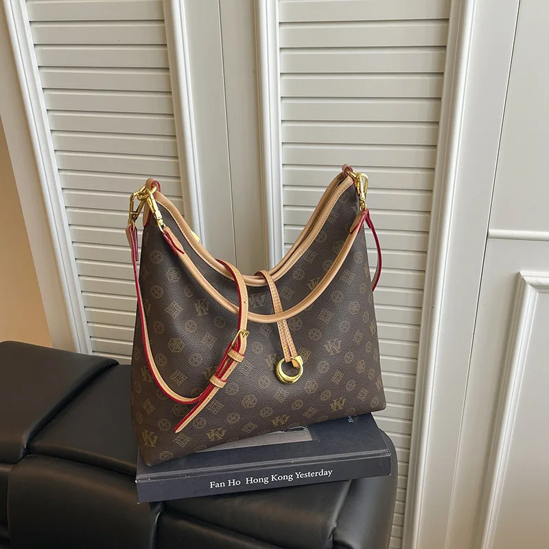 

Эстетическая большая сумка 2025 года, винтажная женская сумка подмышки, шикарная универсальная сумка через плечо для дня и ночи, текстурированная сумка на ремне