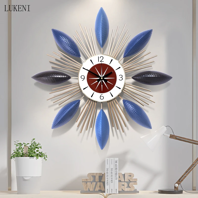 American Luxury Wrought Iron Wall Clock Wall Hangings Livingroom Home Wall Sticker Decoration Hotel Office Wall Mural Ornaments