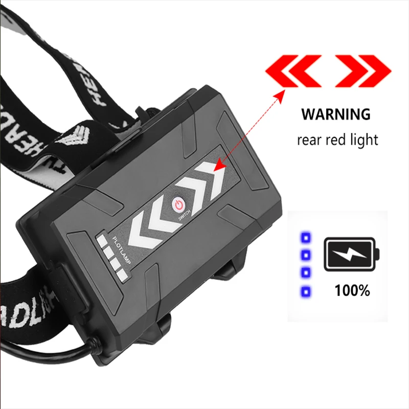 Zoomable Headlamp Outdoor Camping Light XHP90 LED Headlight 18650 Battery USB Rechargeable Waterproof Emergency Head Flashlight