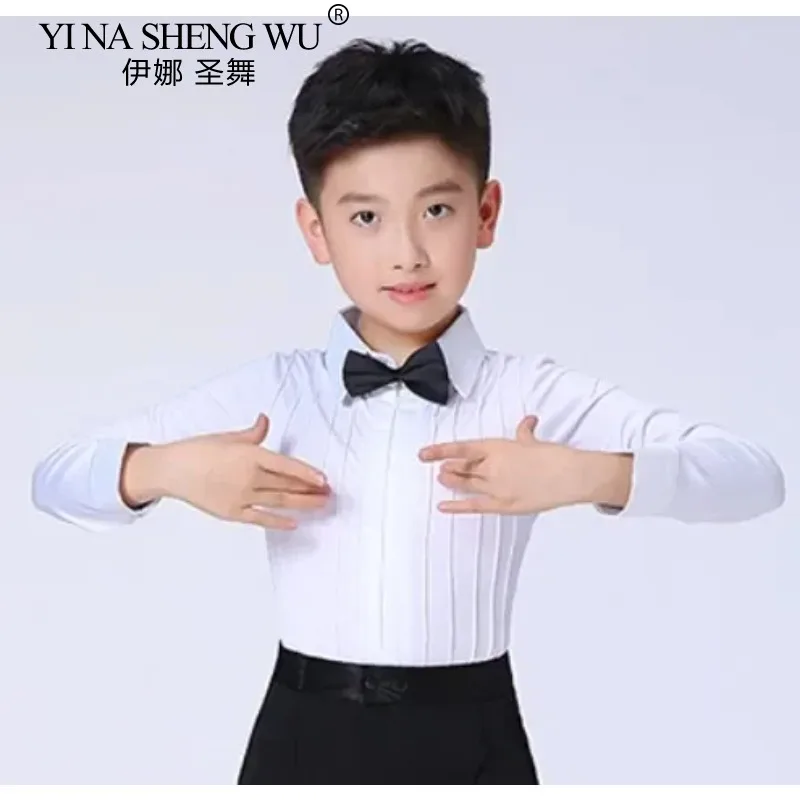 Costume de danse professionnelle pour enfants, chemise + pantalon de salsa pour garçons, costume de concours de tango de danse latine pour garçons