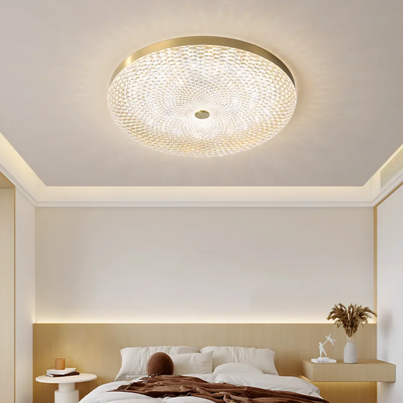 New Copper Acrylic Circular Ceiling Light Luxury and Modern for Living Room Bedroom Exquisite Home Decor Led Lights