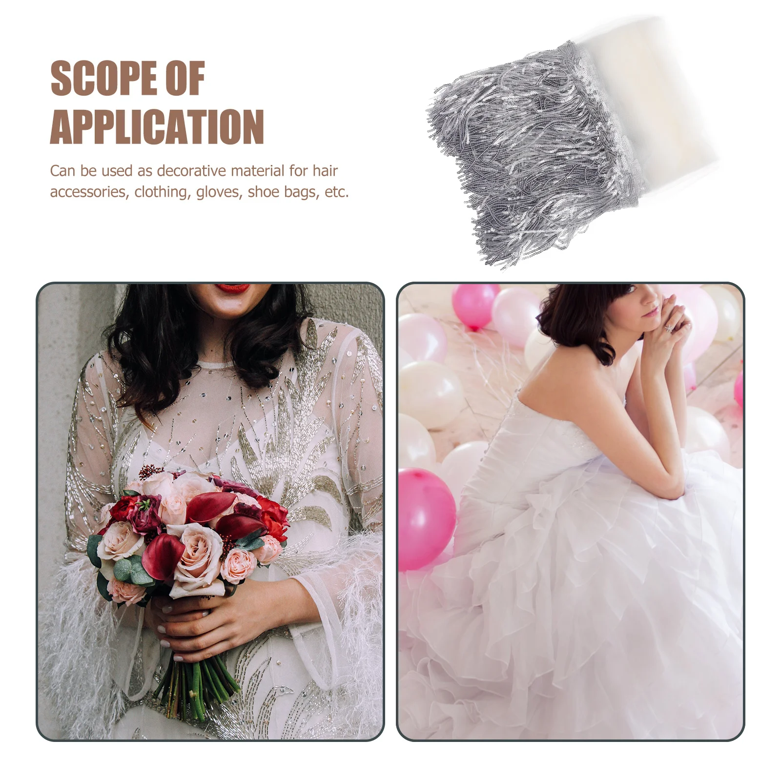 

Shiny Tassel Trim Decorative Fabric For Diy Clothing Hair Accessories Wedding Crafts Cuttable Sewing Material