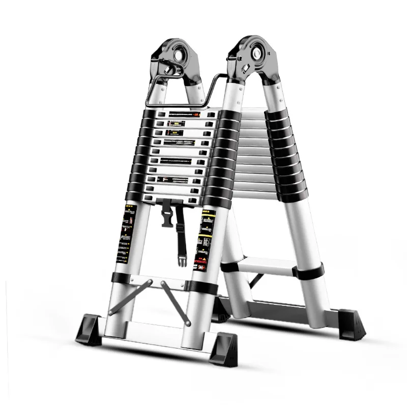 New multifunctional aluminum alloy telescopic ladder, double-sided ladder, portable zigzag ladder, engineering climbing ladder