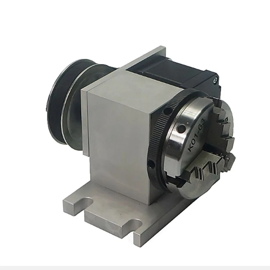 CNC engraving machine fourth axis rotation axis 65mm chuck CNC indexing head with top pin tailstock