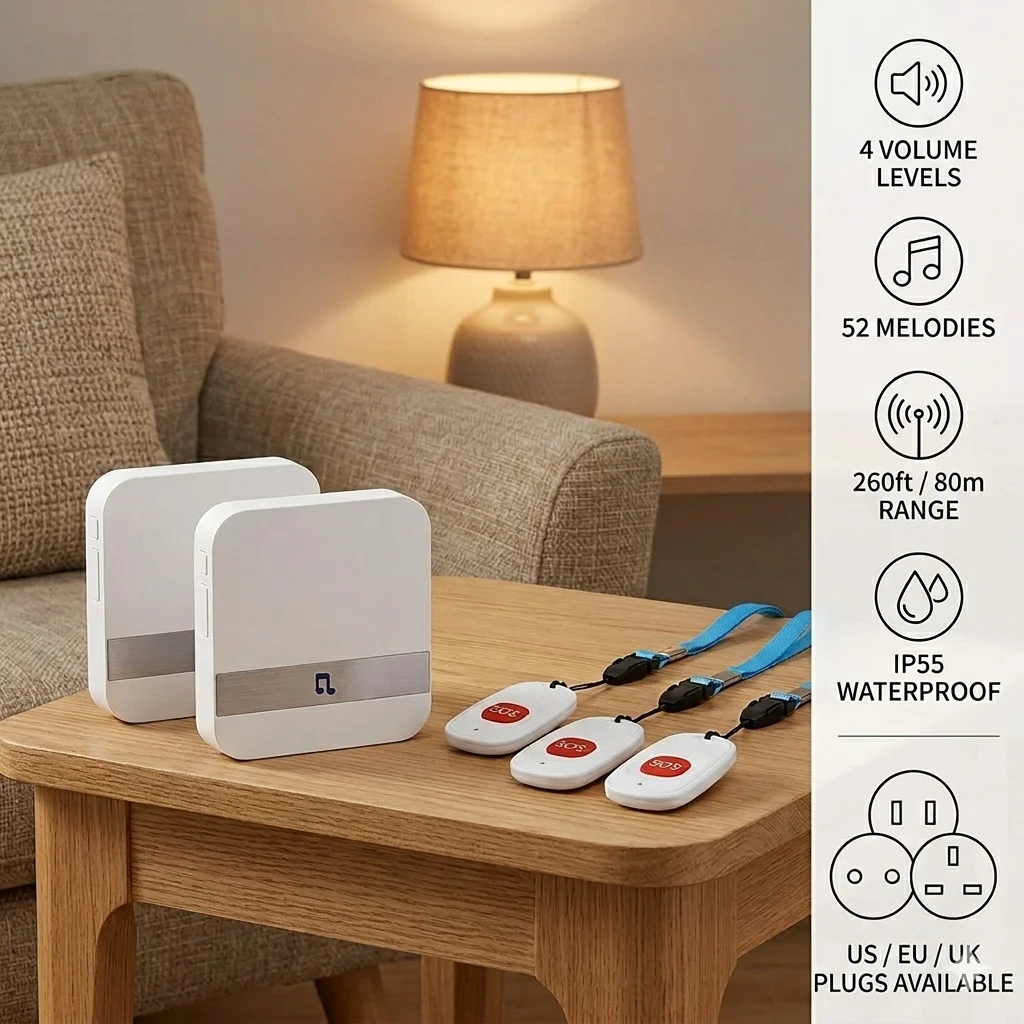 SOS Call Button Wireless Elderly Caregiver Pager Emergency SOS Medical Alert System for Seniors Patients Elderly