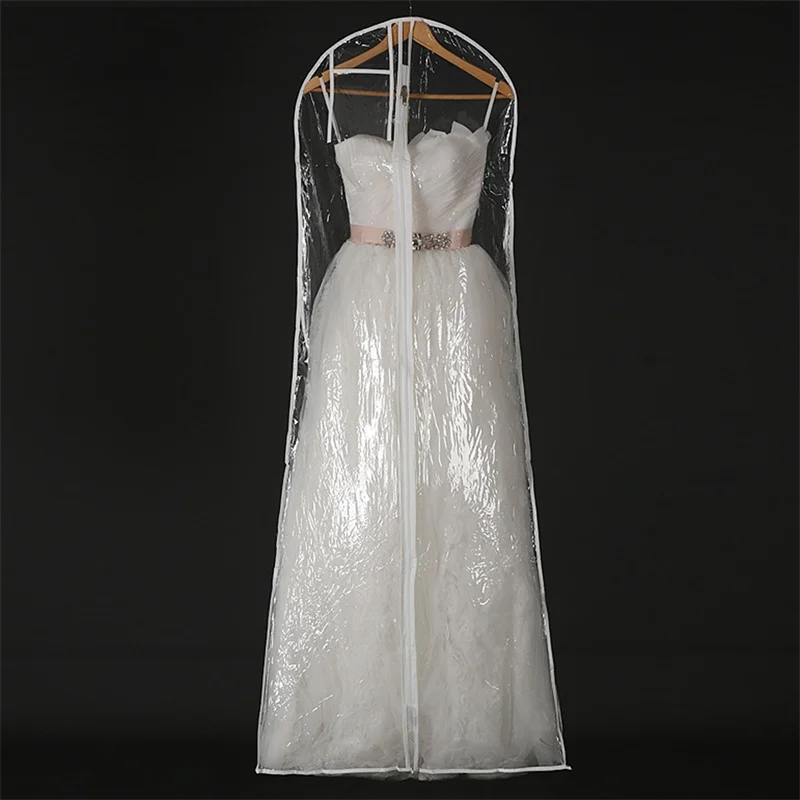 

Transparent Yarn Wedding Dress Dust Cover With Zipper Bride Gown Storage Bag Garment Clothing Case Clothes Dustproof Cover