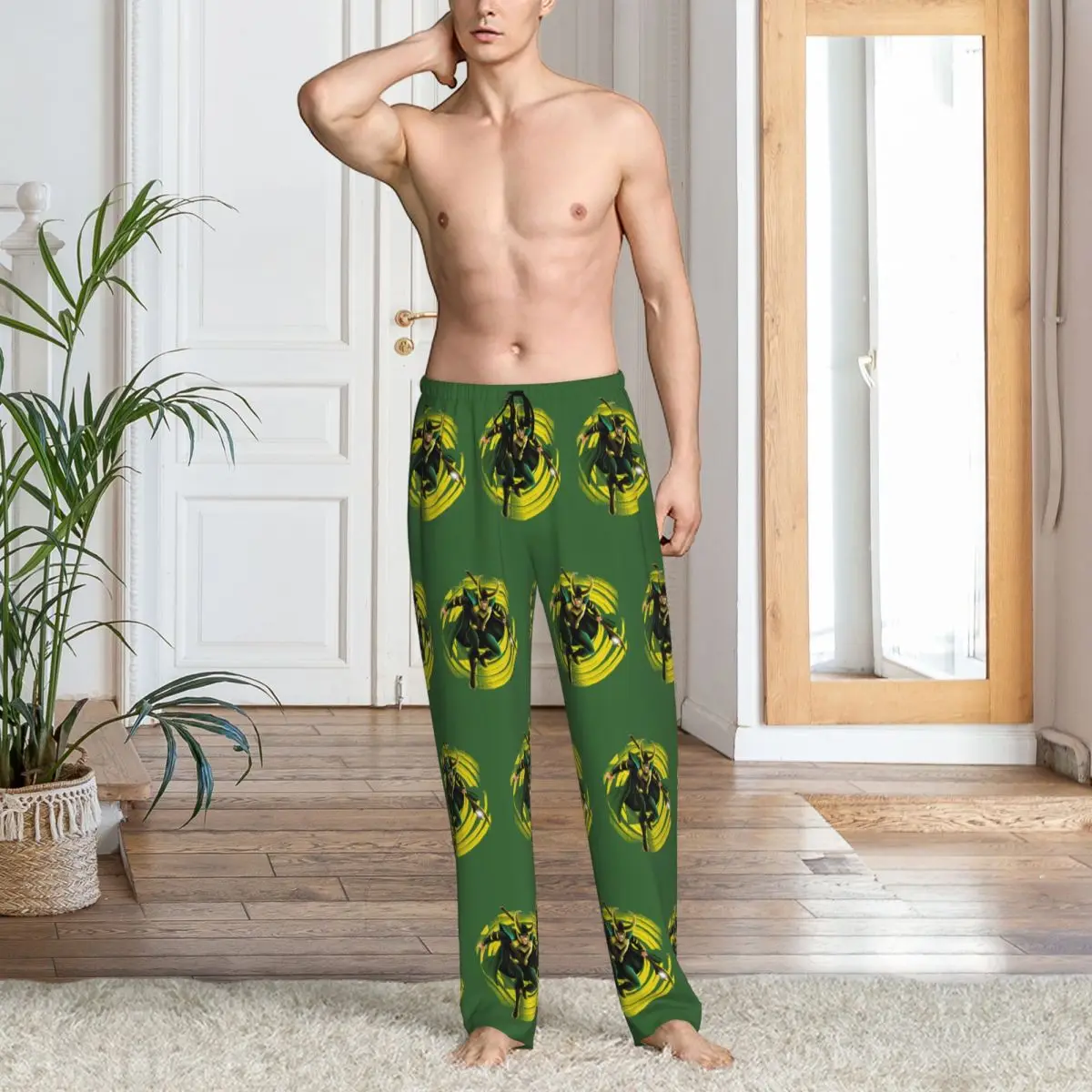 Custom Print Herren Loki Pyjamahose Super Villain Nachtwäsche Sleep Lounge Bottoms mit Taschen