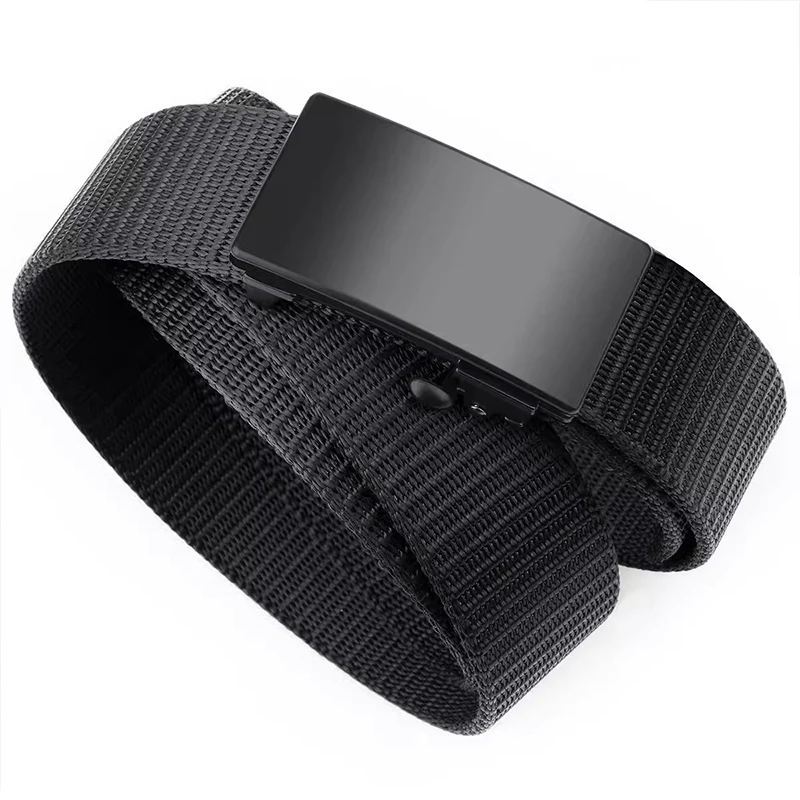 New Men\'s Belt Canvas Casual Versatile Pants Belt Simple Automatic Buckle Outdoor Belt Military Training Belt