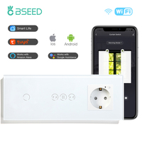 Bseed 1/2/3Gang Wifi Touch Light Switch Wall Smart Curtain Switch APP Control Wireless Wall Power Socket Class Smart Life TUYA