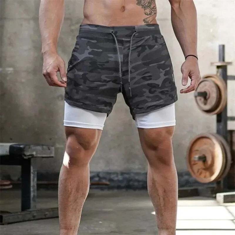 Men Running Shorts 2 In 1 Double-deck Sport Shorts Sportswear Gym Fitness Short Pants Training Jogging Bottom Men's Clothing