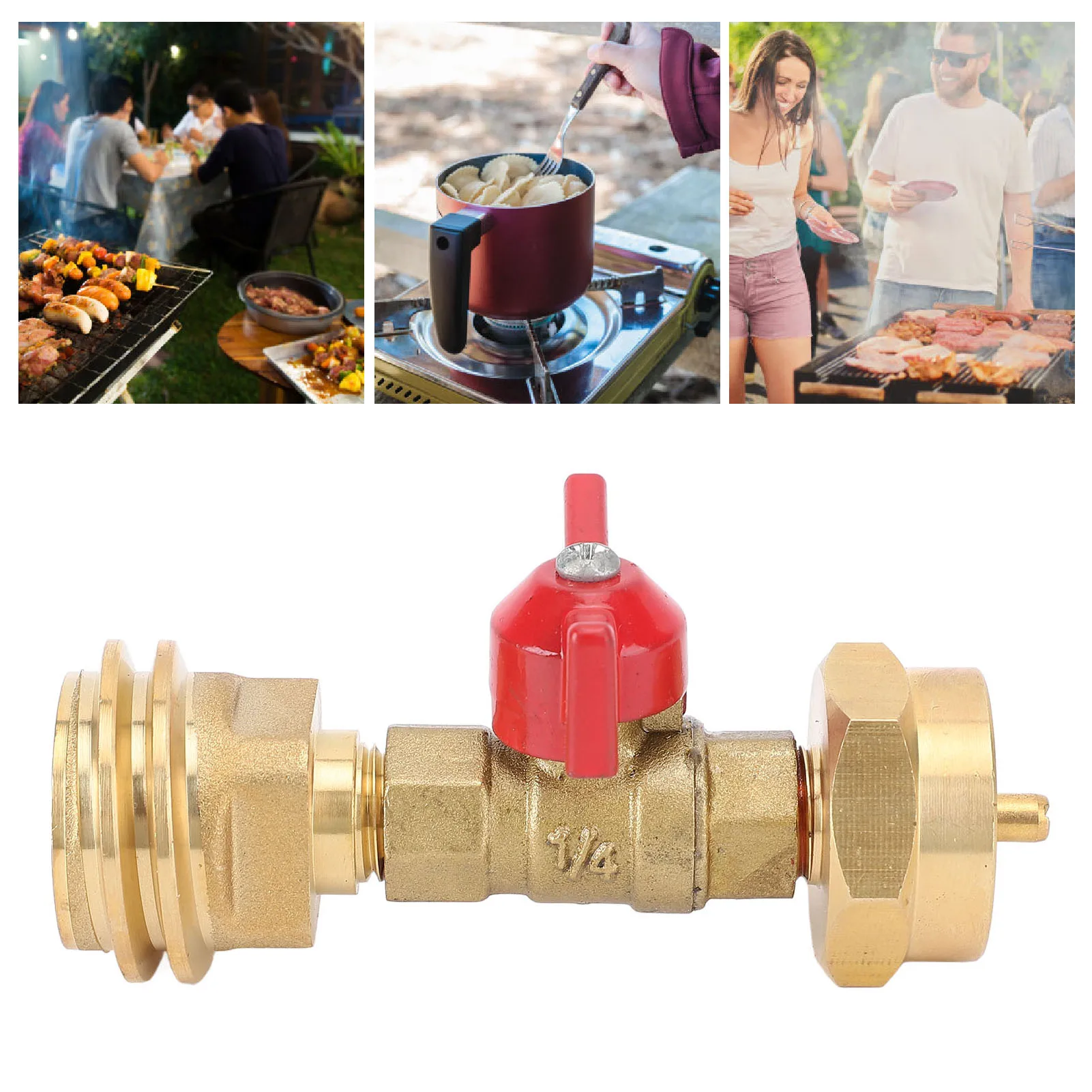 

Преобразователь баллона для горючего, адаптер для заправки газа, QCC1, мужской поли, женский латунный материал, широкая совместимость для походной печи