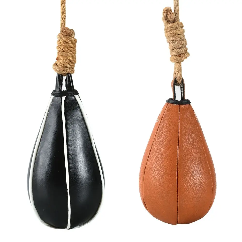 Vintage Brown Faux Leather Tear Drop Hanging Punching Speed Bag For Boxing Training Fitness Exercise Home Gym Use Adults Men