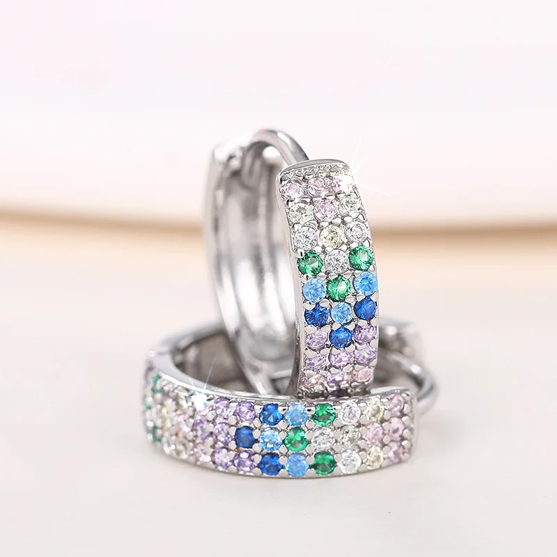 2026 New European and American Colored Zircon Earrings for Women with A High Level of Fashion and Sweet Accessories