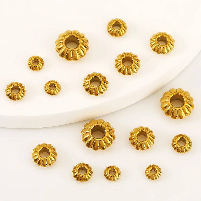 10pcs 4/5/6/8mm Stainless Steel Pumpkin Loose Beads Lantern Spacer Beads for DIY Bracelet Needlework Jewelry Making Accessories