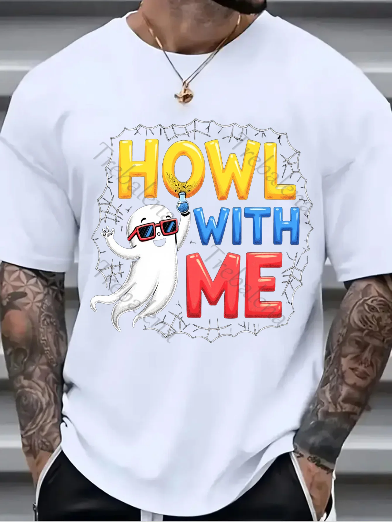 

1pc Wall Tapestry "Funny Ghost 'Howl With Me' Halloween Wall Tapestry"