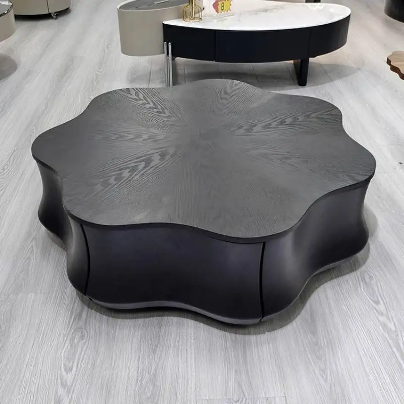 

Rustic Modern Coffee Table Decoration Irregular Black Center Coffee Table Saving Minimalist Meuble Salon Living Room Furniture